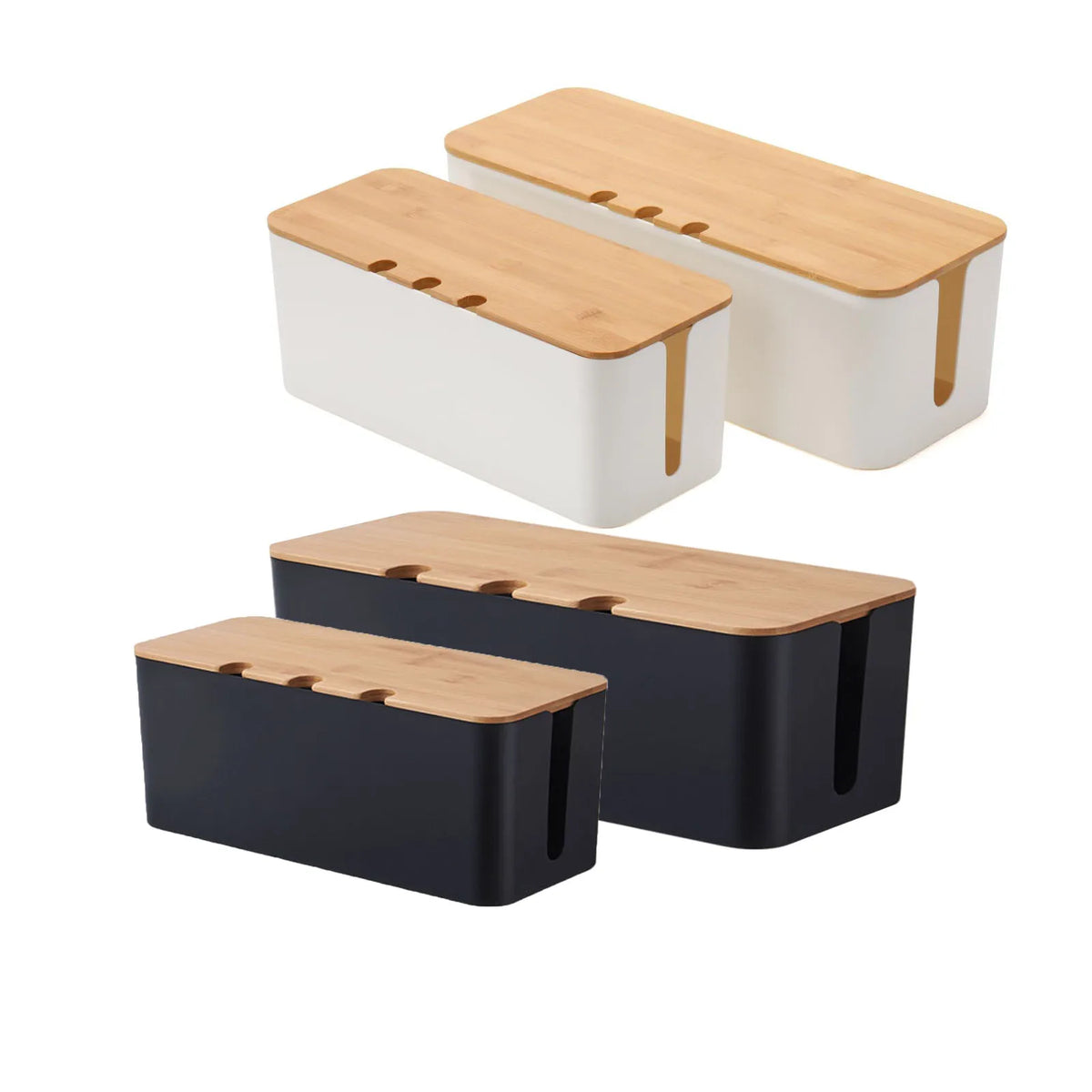 Homixy Hush Wood-Top Cable Management Box — Homixy Modern Desks & Workspace Accessories