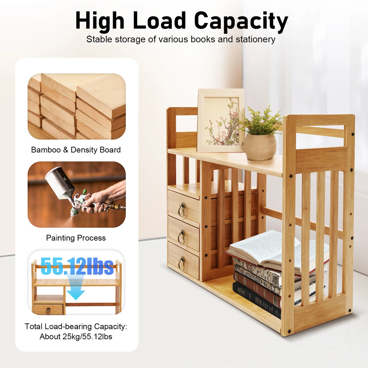 Homixy Stack Desktop Bookshelf with Drawers — Homixy Modern Desks & Workspace Accessories — view 3