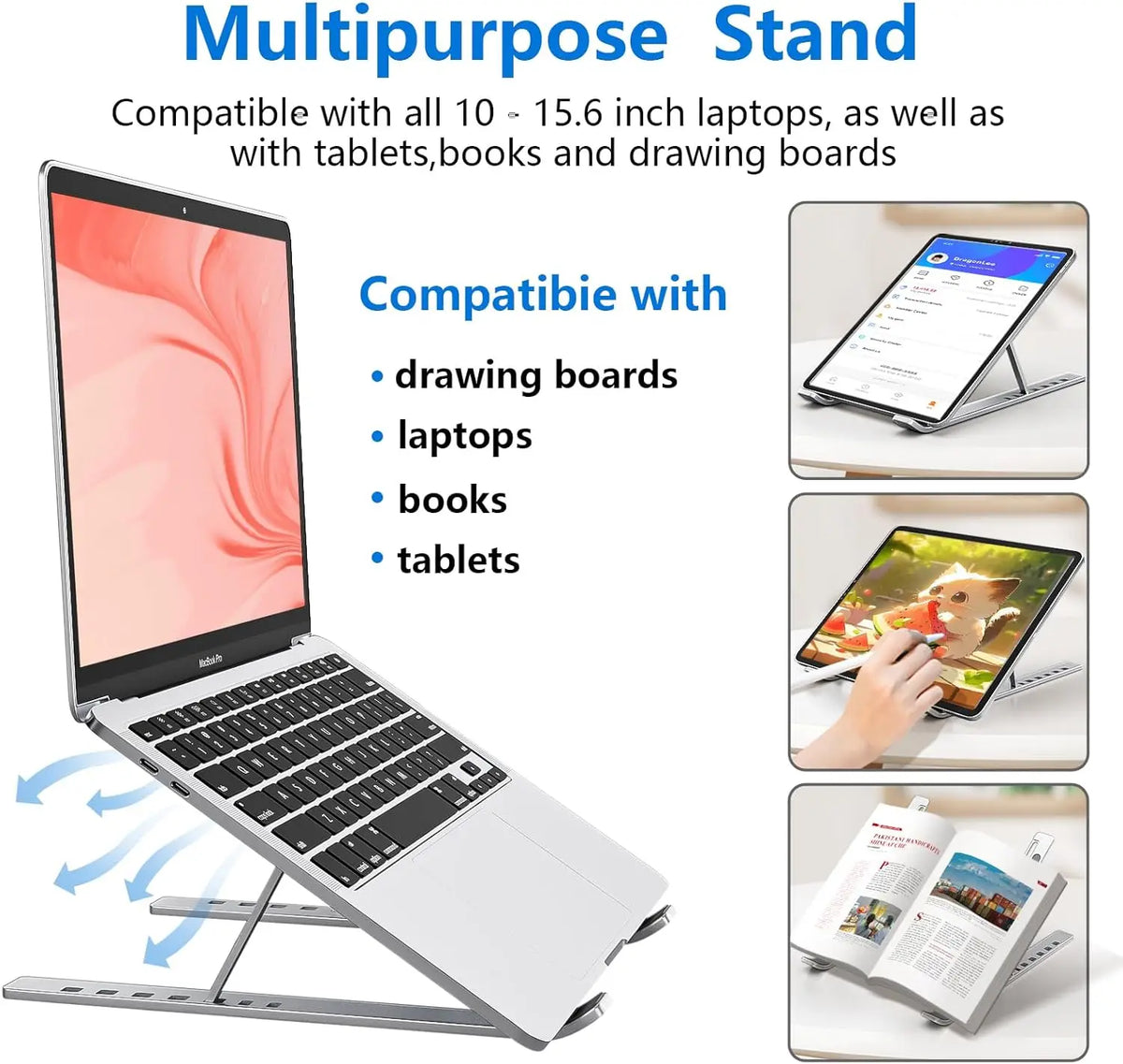 Homixy Tier Foldable Aluminium Laptop Stand — Homixy Modern Desks & Workspace Accessories — view 4