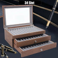 Homixy Cabinet Walnut 34-Slot Pen Display Case — Homixy Modern Desks & Workspace Accessories