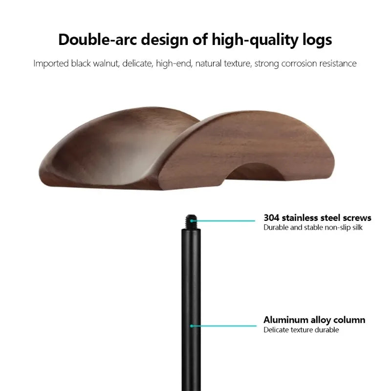 Homixy Yoke Walnut and Aluminium Headphone Stand — Homixy Modern Desks & Workspace Accessories — view 4