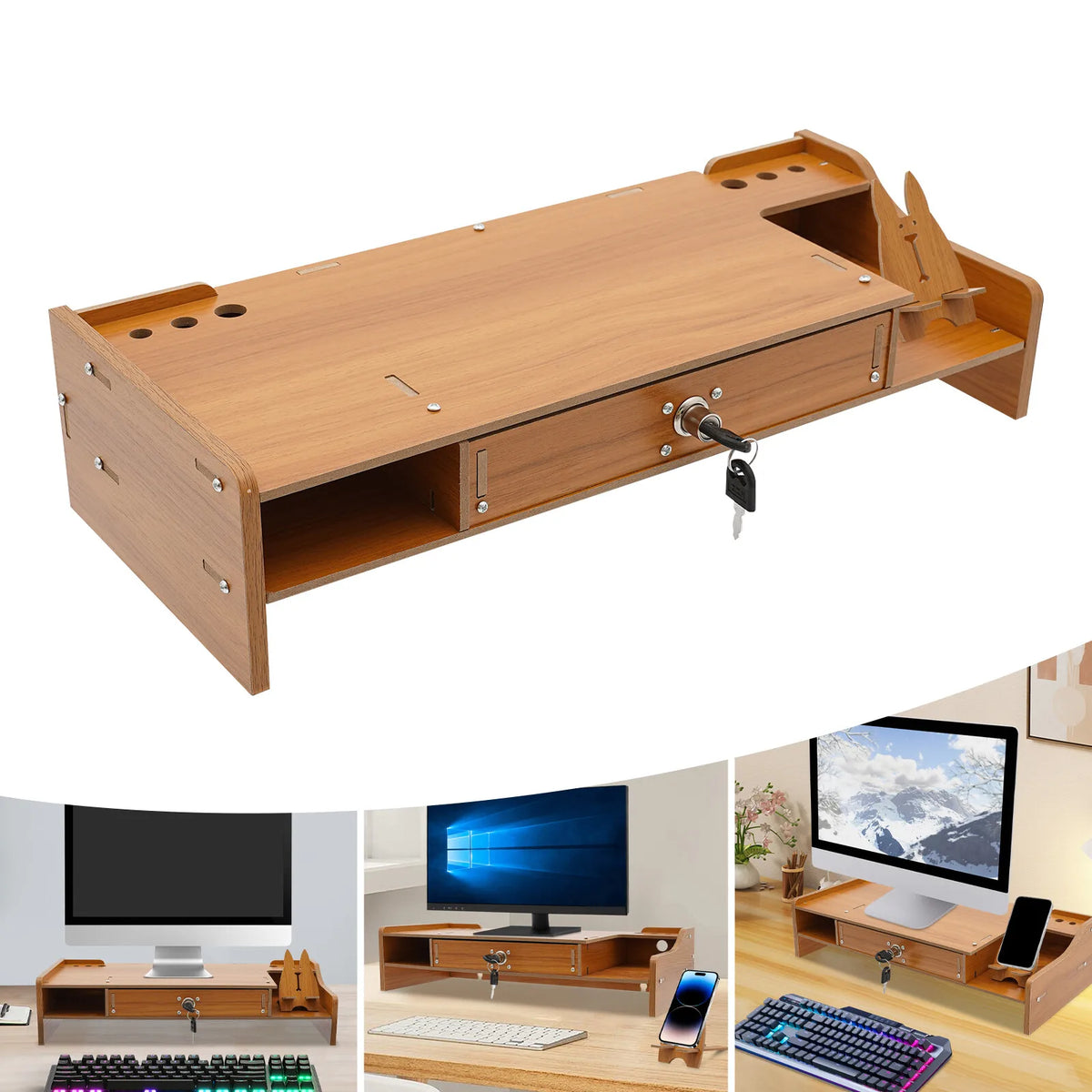 Homixy Vault Lockable-Drawer Monitor Riser — Homixy Modern Desks & Workspace Accessories — view 2