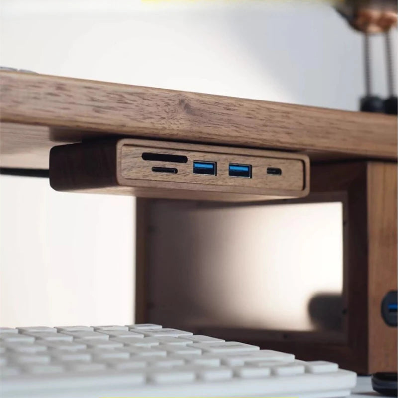 Homixy Port Walnut Under-Desk USB Hub Mount — Homixy Modern Desks & Workspace Accessories — view 5