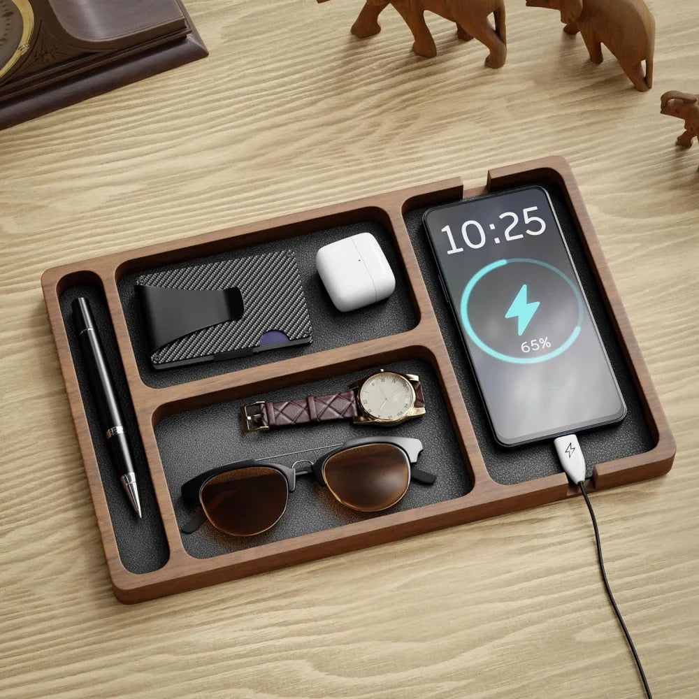 Homixy Tray Solid Wood Grid Valet Box — Homixy Modern Desks & Workspace Accessories
