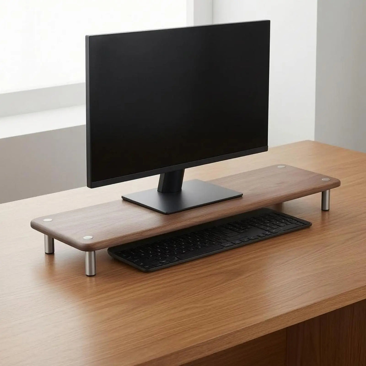 Homixy Stilt Wood and Steel Monitor Riser — Homixy Modern Desks & Workspace Accessories
