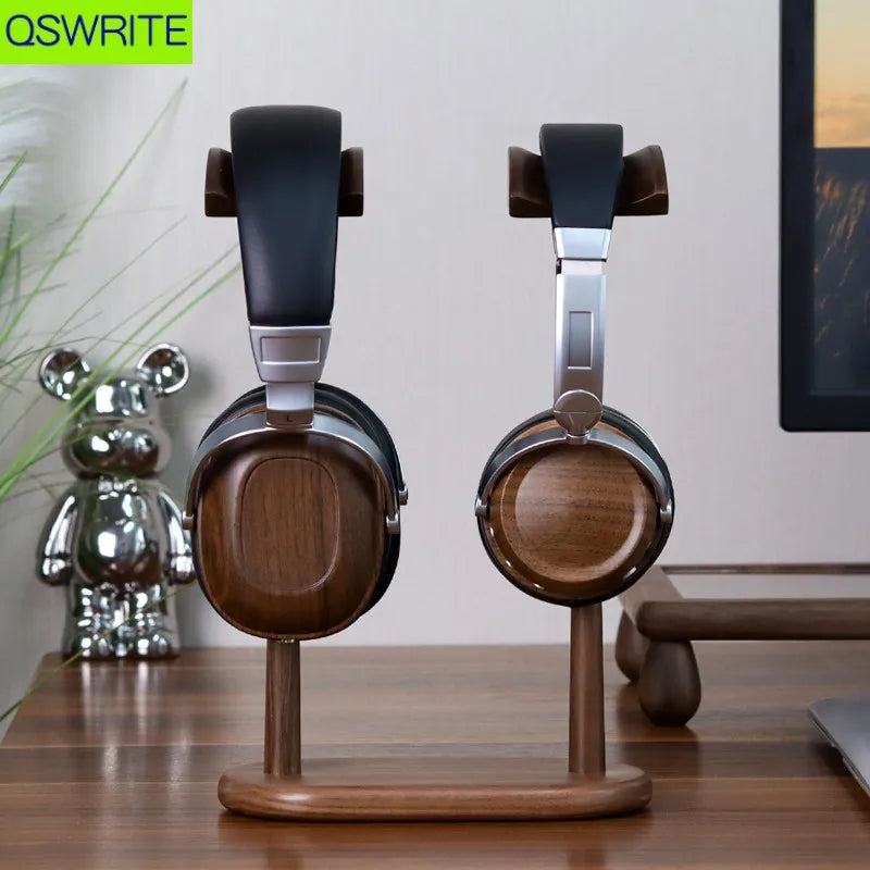Homixy Twin Walnut Dual Headphone Hanger — Homixy Modern Desks & Workspace Accessories