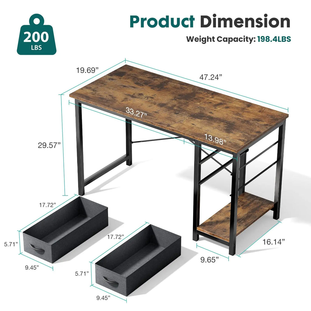 Homixy Draft 120cm Home Office Desk with Drawers — Homixy Modern Desks & Workspace Accessories — view 2