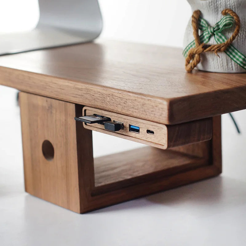 Homixy Node Walnut Four-Port Desk Dock — Homixy Modern Desks & Workspace Accessories — view 2