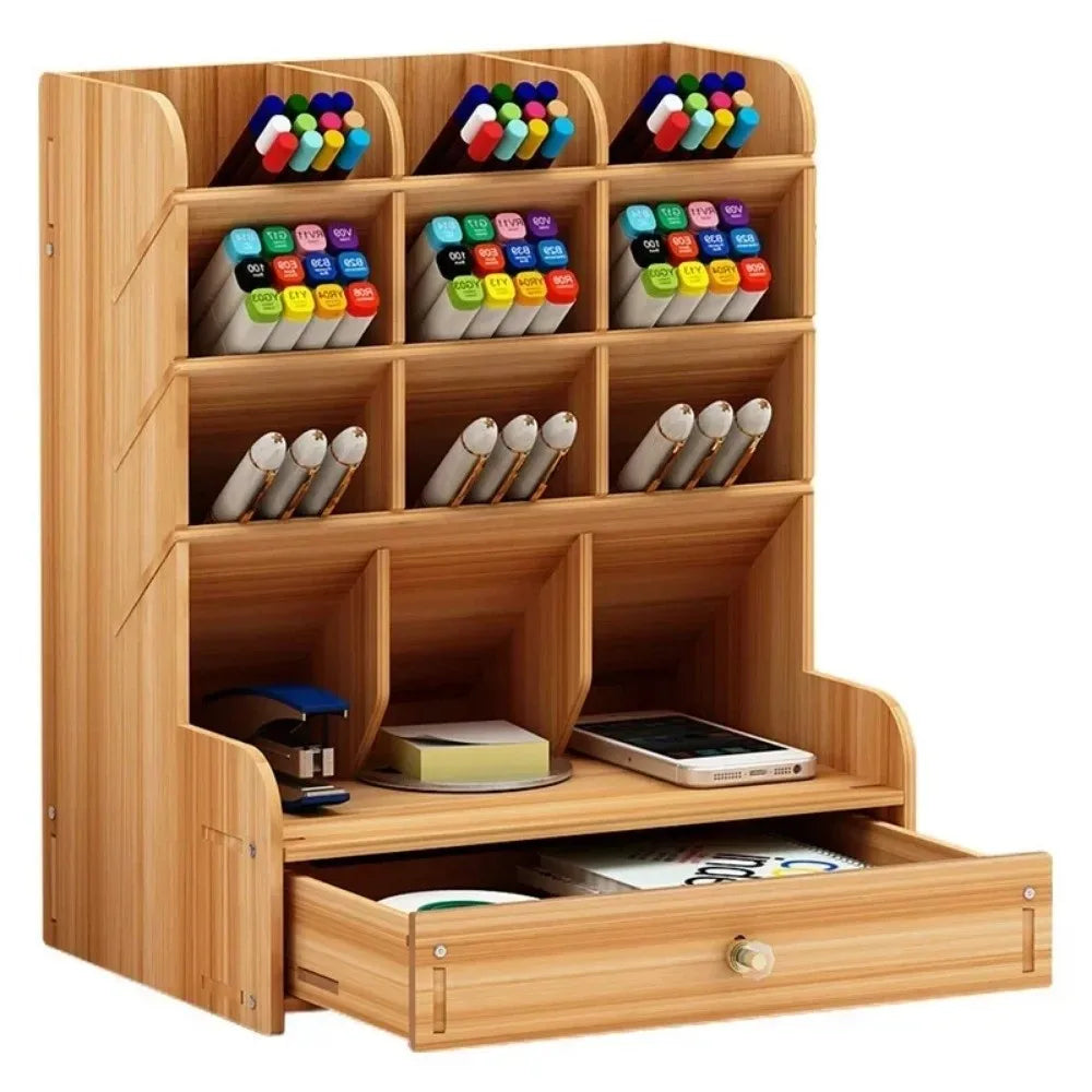 Homixy Ledger Multi-Grid Desk Organiser with Drawer — Homixy Modern Desks & Workspace Accessories — view 5