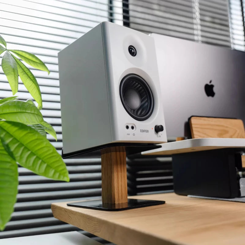 Homixy Base Wood and Steel Speaker Stands — Homixy Modern Desks & Workspace Accessories — view 3