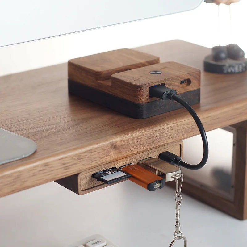 Homixy Port Walnut Under-Desk USB Hub Mount — Homixy Modern Desks & Workspace Accessories — view 2