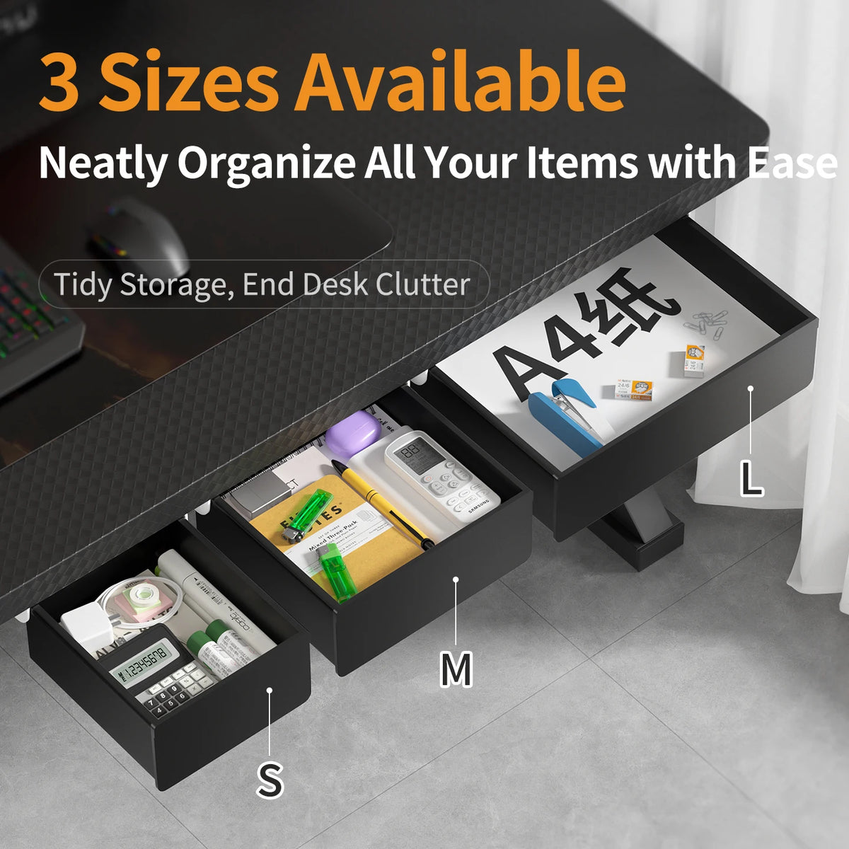 Homixy Shadow No-Drill Under-Desk Drawer — Homixy Modern Desks & Workspace Accessories — view 4