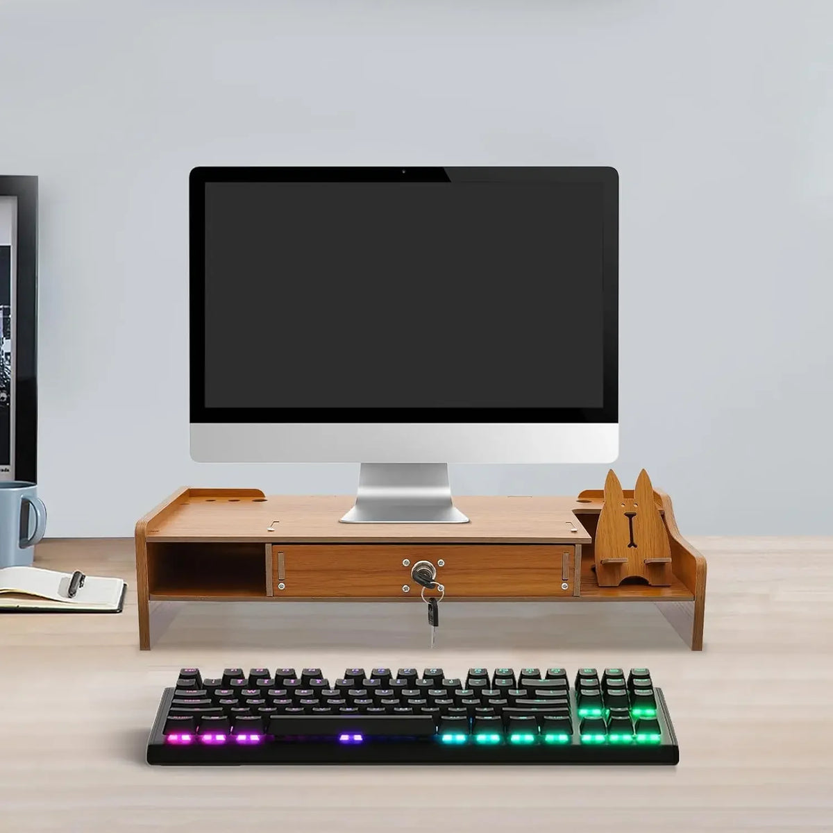 Homixy Vault Lockable-Drawer Monitor Riser — Homixy Modern Desks & Workspace Accessories — view 5