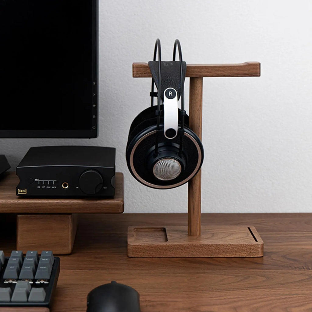 Homixy Grain Rustic Walnut Headphone Stand — Homixy Modern Desks & Workspace Accessories — view 3