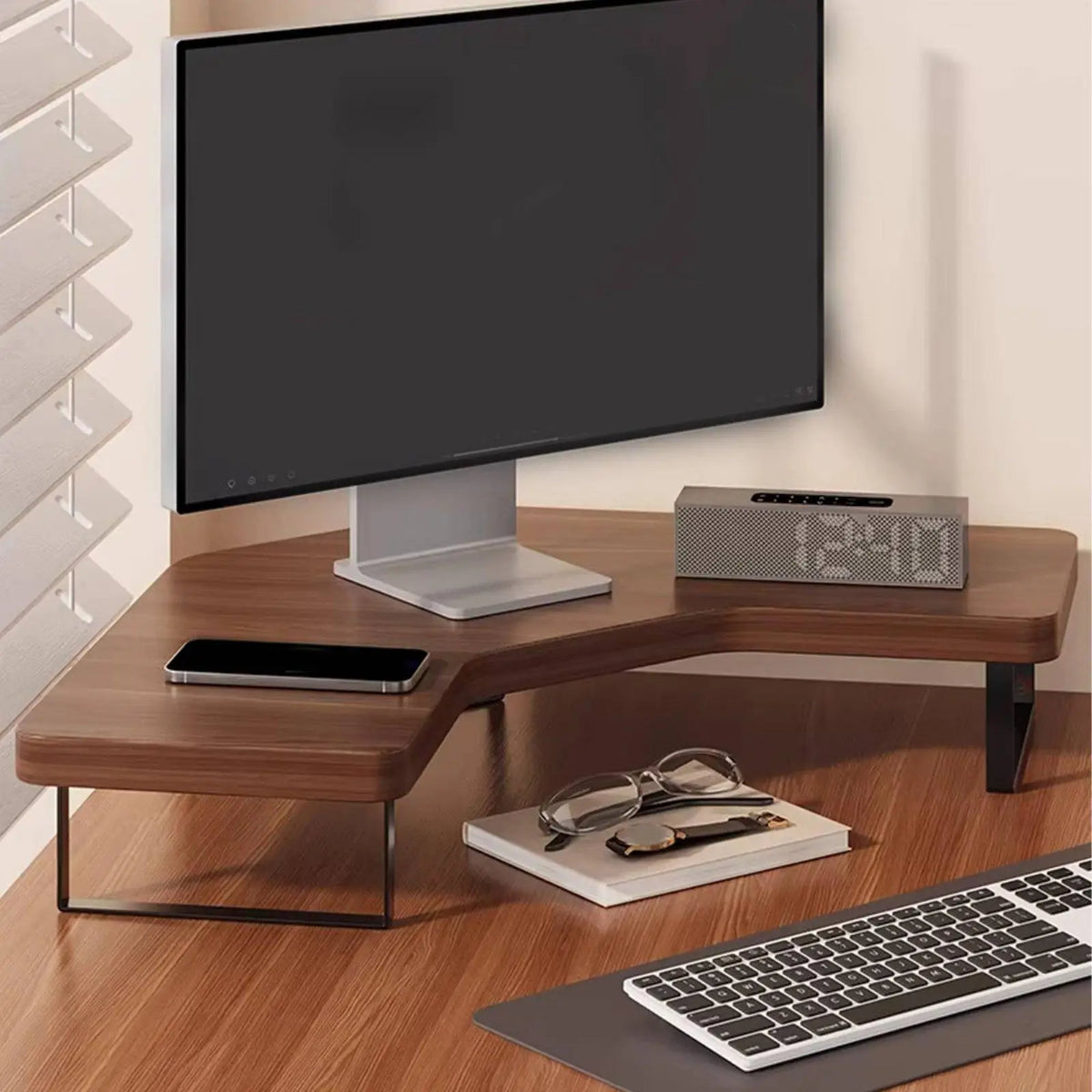 Homixy Plinth Minimalist Wood Monitor Shelf — Homixy Modern Desks & Workspace Accessories — view 3