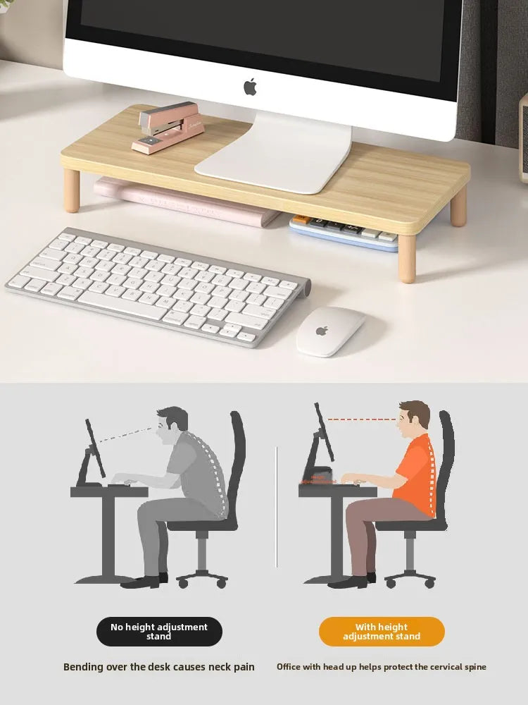 Homixy Alcove Wood Monitor Riser with Storage Bay — Homixy Modern Desks & Workspace Accessories — view 3
