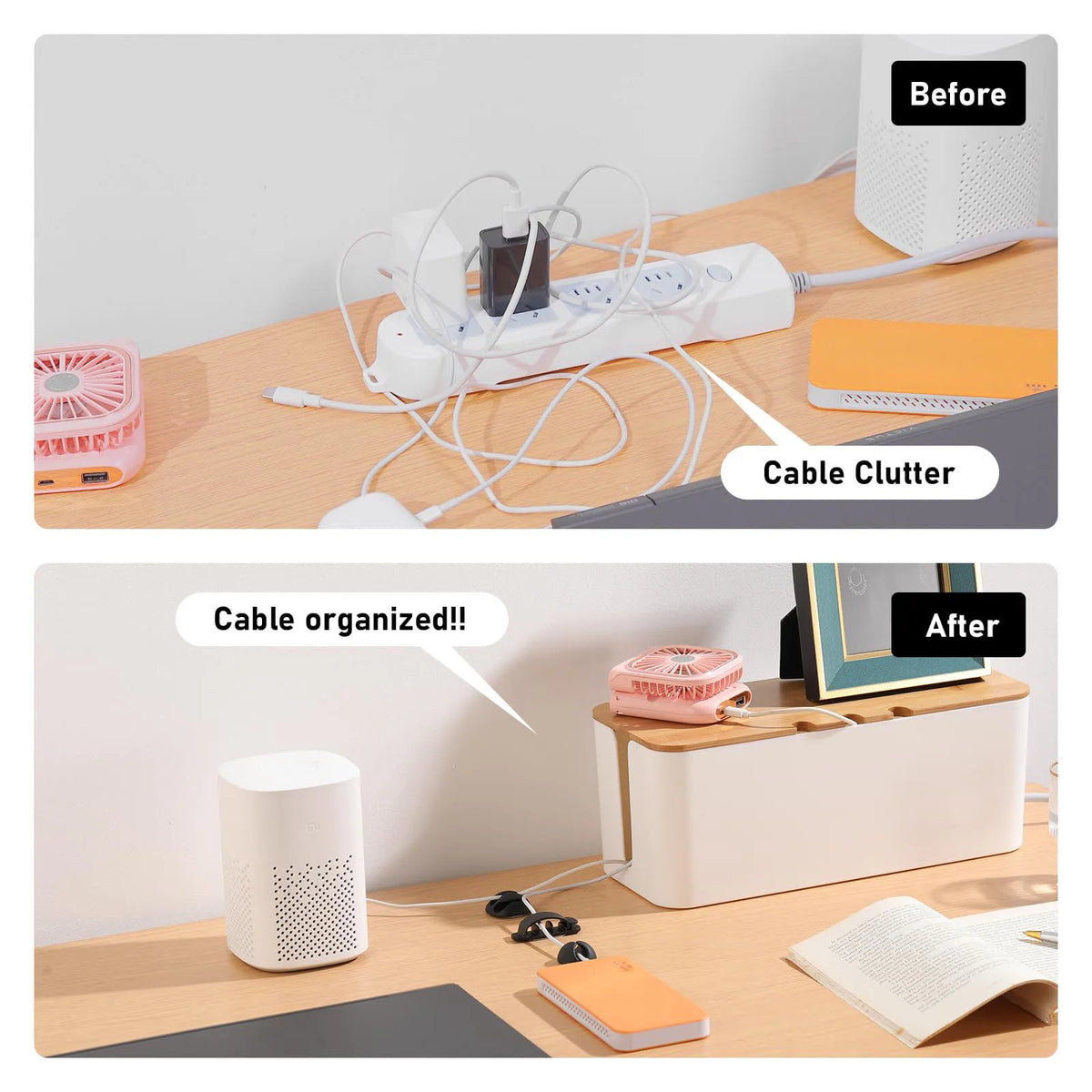 Homixy Hush Wood-Top Cable Management Box — Homixy Modern Desks & Workspace Accessories — view 3