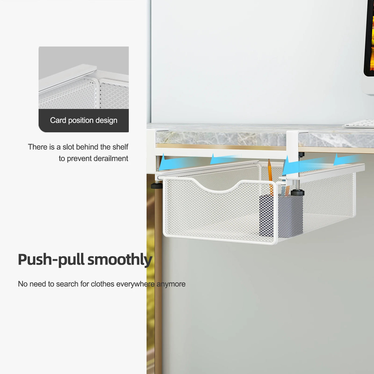 Homixy Runner Rod-Mount Under-Desk Drawer — Homixy Modern Desks & Workspace Accessories — view 3
