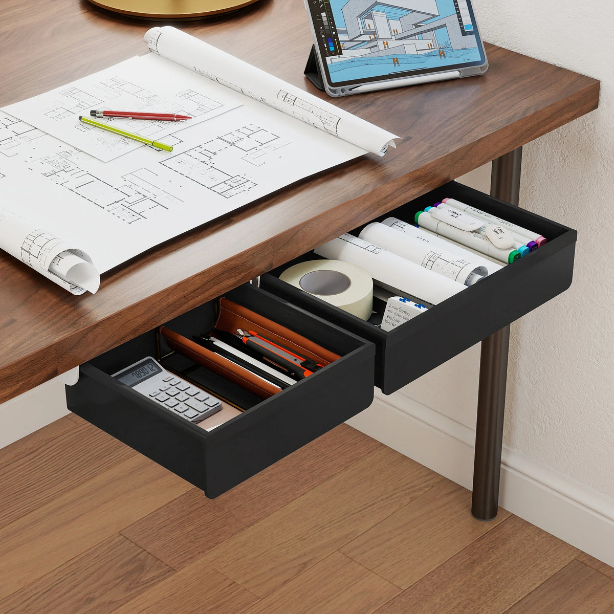 Homixy Shadow No-Drill Under-Desk Drawer — Homixy Modern Desks & Workspace Accessories — view 3
