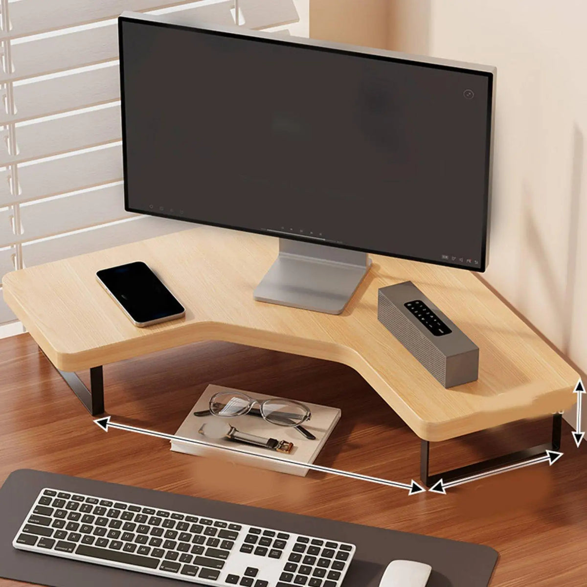 Homixy Plinth Minimalist Wood Monitor Shelf — Homixy Modern Desks & Workspace Accessories — view 4
