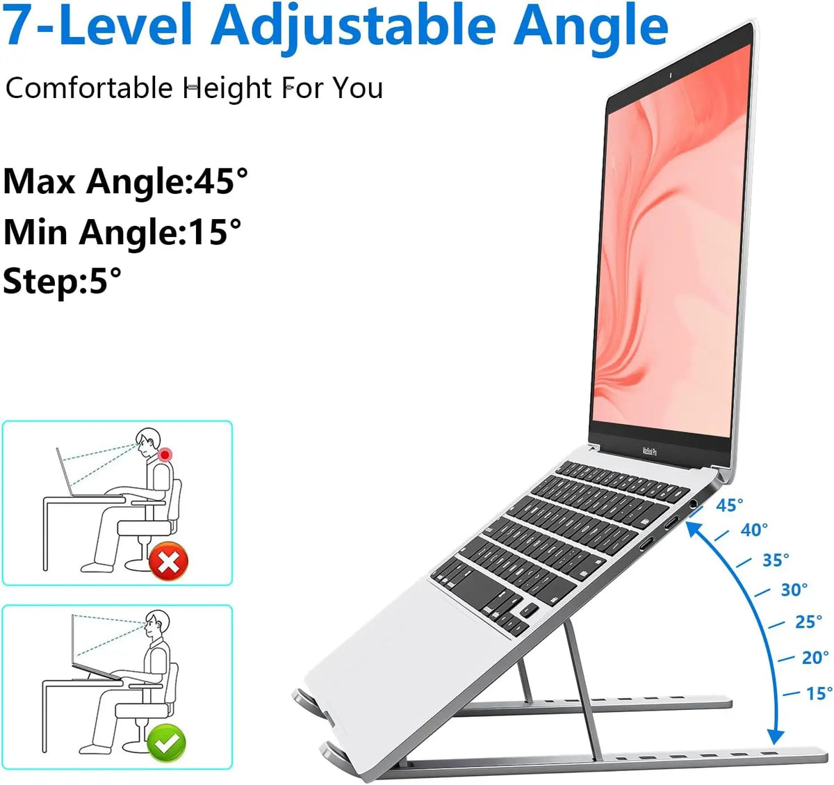 Homixy Tier Foldable Aluminium Laptop Stand — Homixy Modern Desks & Workspace Accessories — view 3