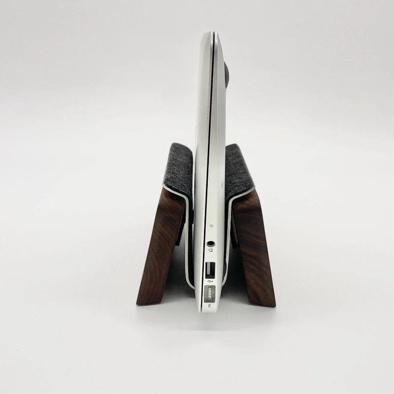 Homixy Upright Walnut Vertical Laptop Dock — Homixy Modern Desks & Workspace Accessories — view 2