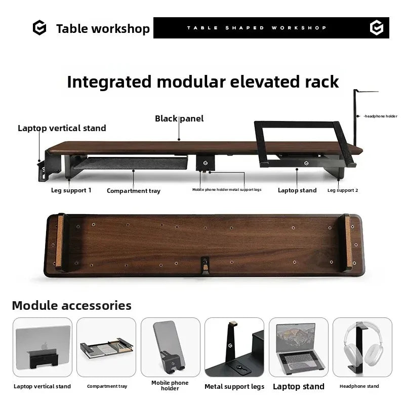 Homixy Kaido Modular Walnut Monitor Riser — Homixy Modern Desks & Workspace Accessories — view 3