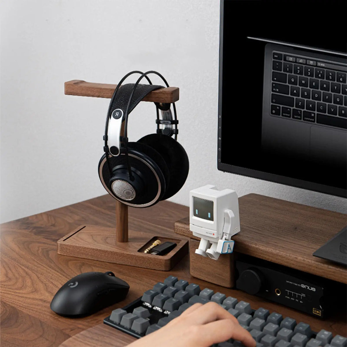 Homixy Grain Rustic Walnut Headphone Stand — Homixy Modern Desks & Workspace Accessories — view 4