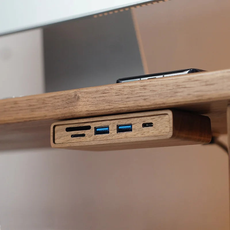Homixy Node Walnut Four-Port Desk Dock — Homixy Modern Desks & Workspace Accessories — view 3